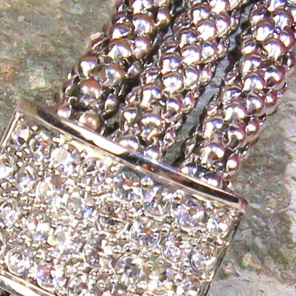 Silver Tone Chainmail Stretch Bracelet - Picture 8 of 8